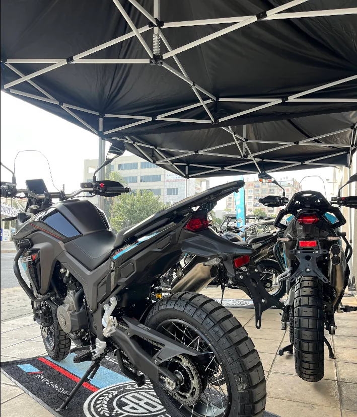 Adventure motorcycles at the Red Baron showroom